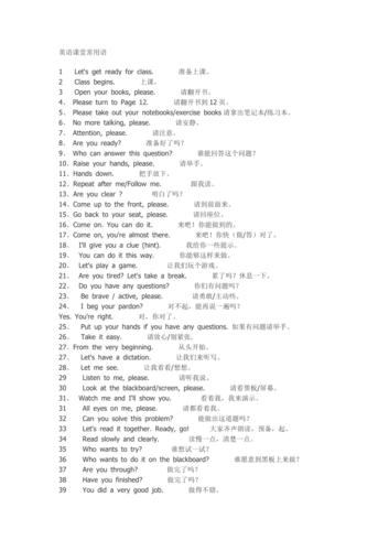 英語課堂用語-英語課堂用語常用口語 初中